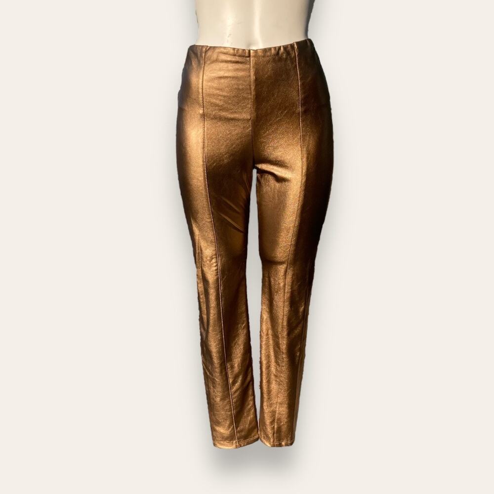 Lyssé Matilda Foil Bronze Leggings – Size Small – High-Waisted Vegan Leather